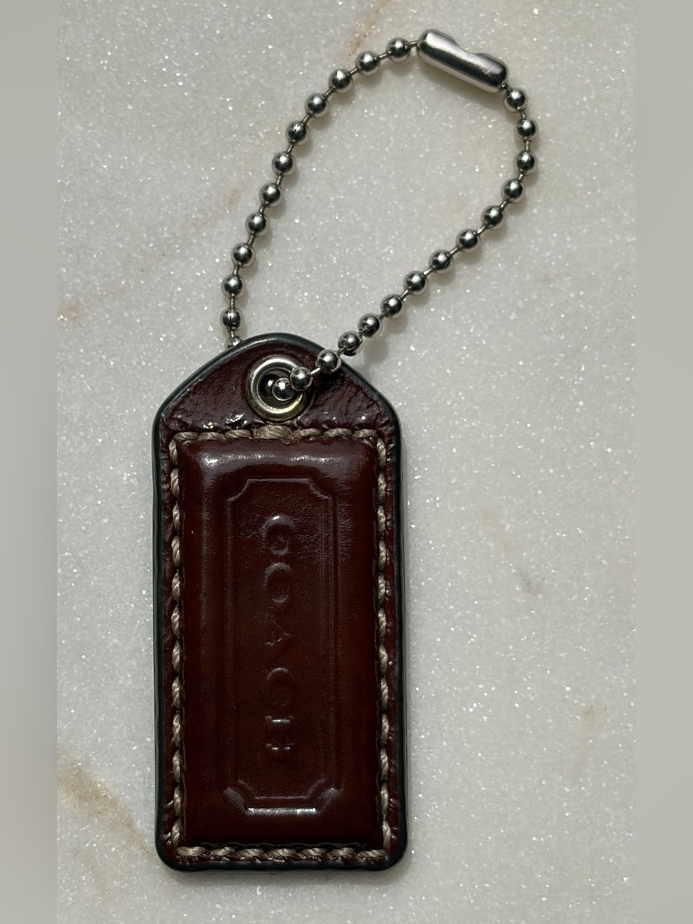 Coach Hangtag Chocolate Brown Patent Leather Nickel Replacement